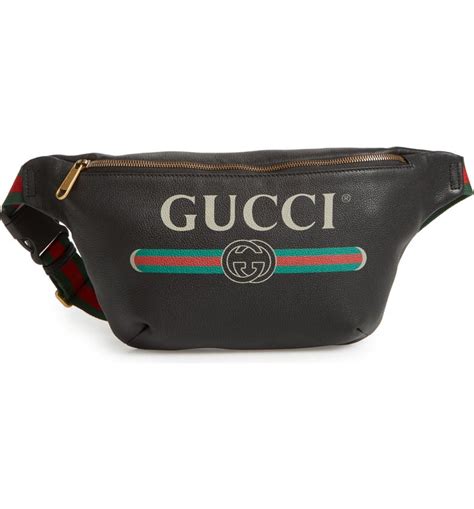 gucci logo leather waist pack|Gucci leather bottoms for men.